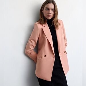 Mango Double Breasted Blazer Peach Pink size Small